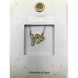 LITTLE BITS Of LUXE Zodiac CAPRICORN Sign Necklace Gold Tone Rhinestone